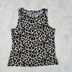 Vince Camuto Leopard Print Keyhole Split Back Sleeveless Tank‎ Top Size Medium